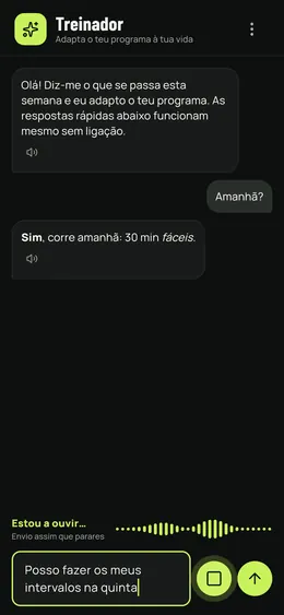 Falar com o treinador em voz alta