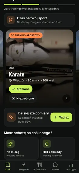 Ekran Dziś ze sportowym treningiem dnia