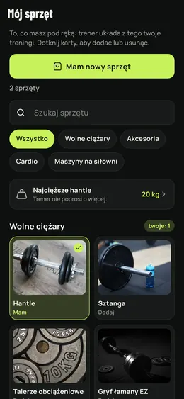 Strona Mój sprzęt