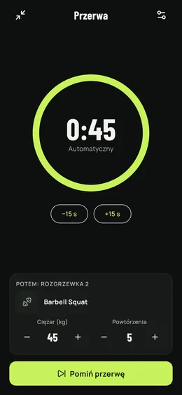 Minutnik przerwy, z kolejnym ćwiczeniem już przygotowanym.