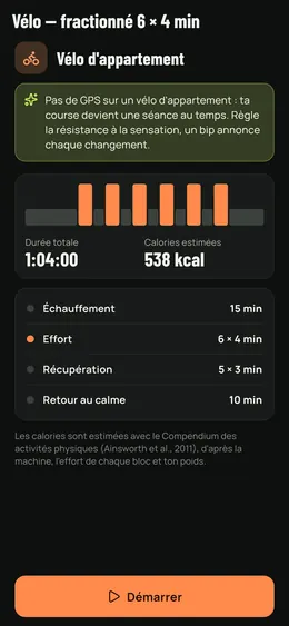 Une séance de vélo d'appartement prévue