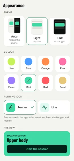 Choosing the theme and the colour