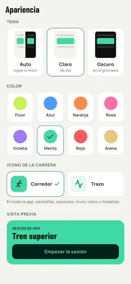 Elegir el tema y el color