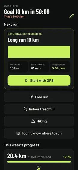 The running home: next run and the week