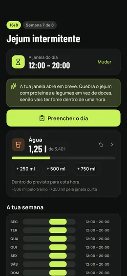 Jejum em curso: janela e água do dia