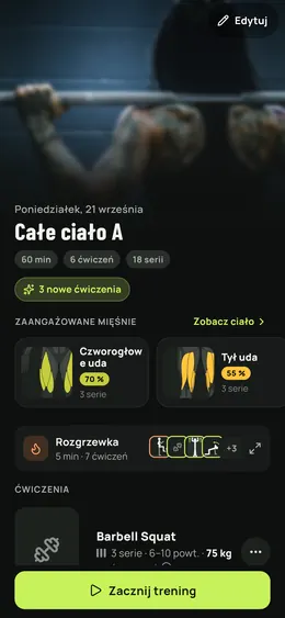 Szczegóły treningu: czas, ćwiczenia i mięśnie