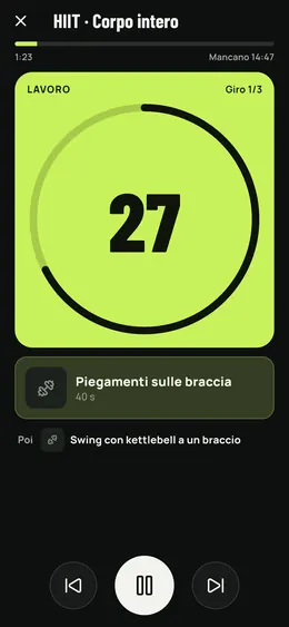 Un allenamento HIIT in corso: sforzo ed esercizio successivo