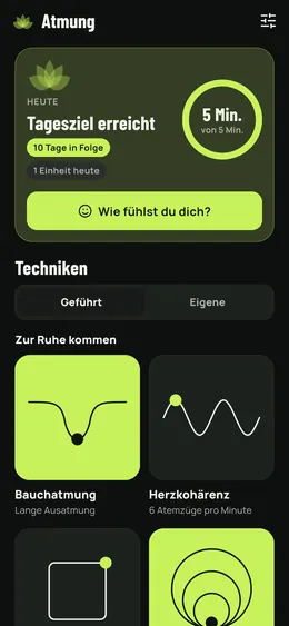 Die Seite Atmung und ihre Techniken