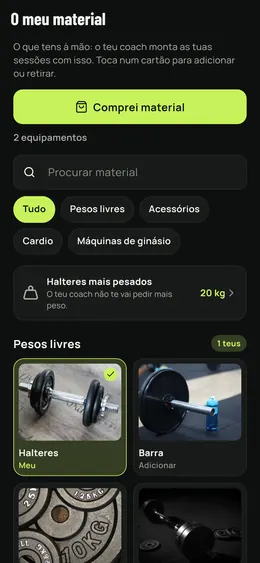 A página O meu material
