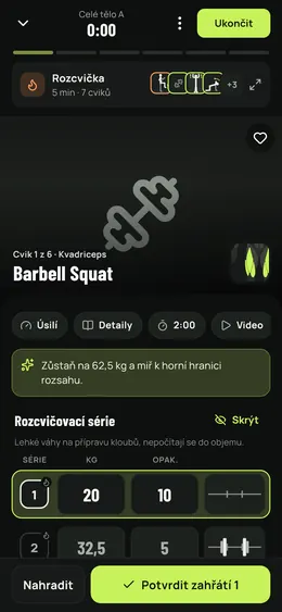 Probíhající série se zahřívacími sériemi