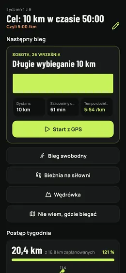 Start biegania: następny bieg i tydzień